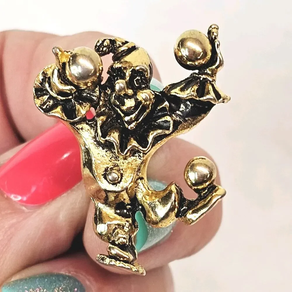 Vintage Clown Windsor Gold-Toned Cufflinks Men’s Formalwear Theater Lapel Pin